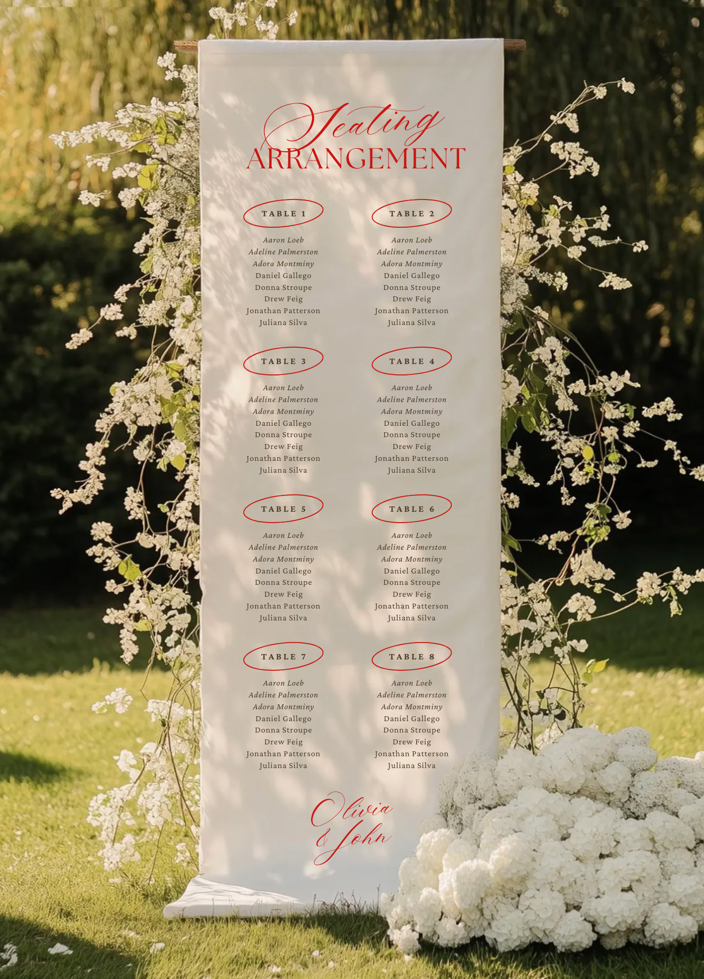 Vouge Linen Seating Sign