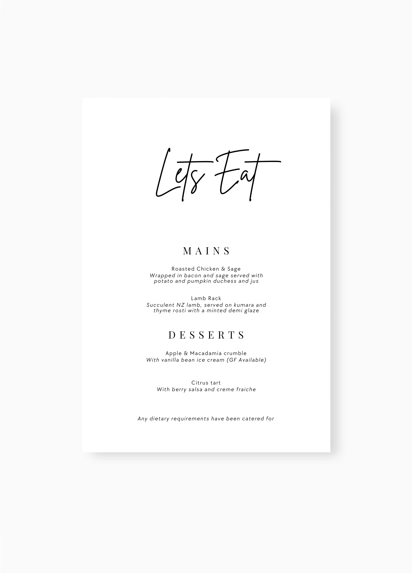 Masion Menu