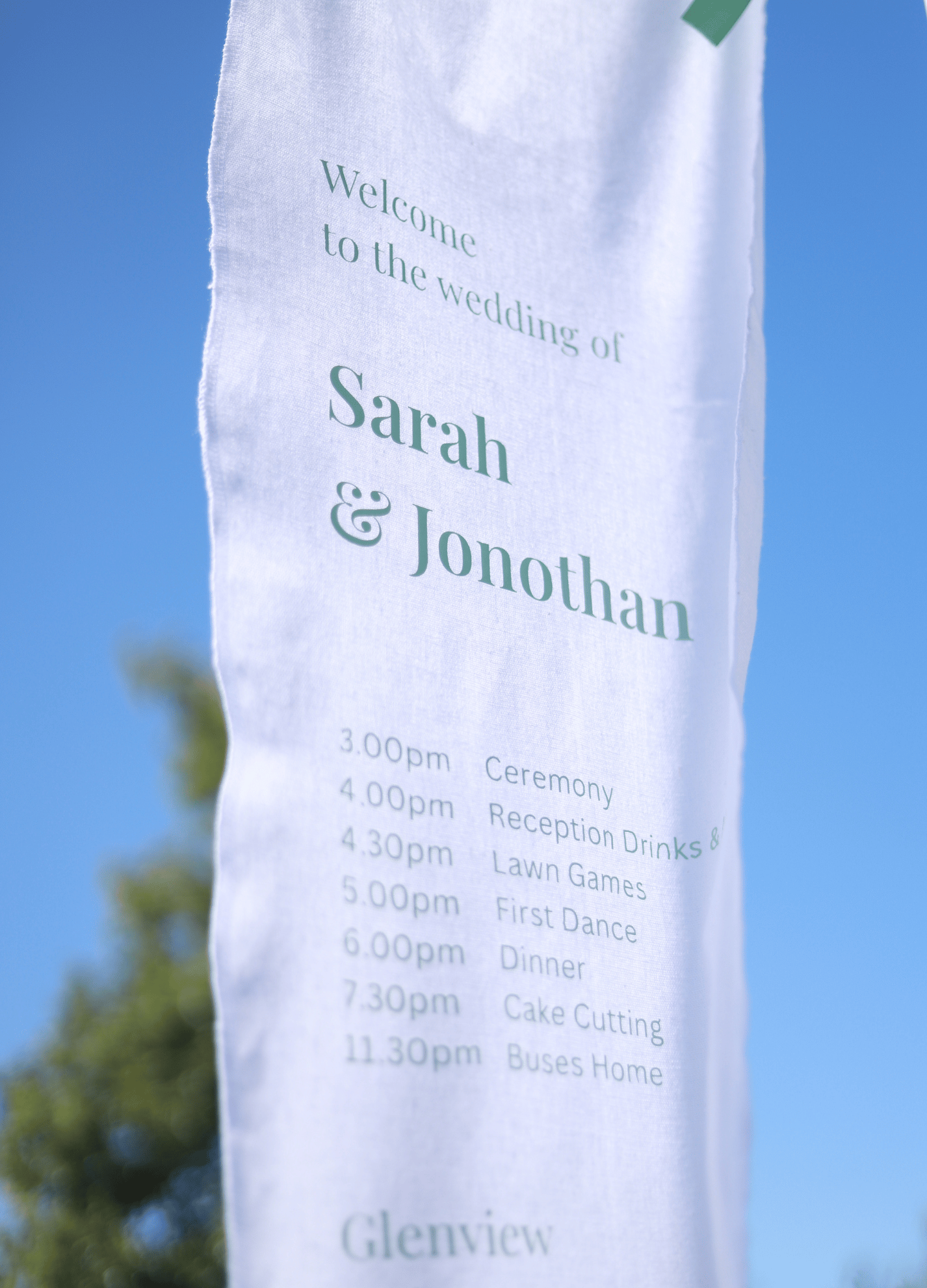 Order of Events Linen Sign