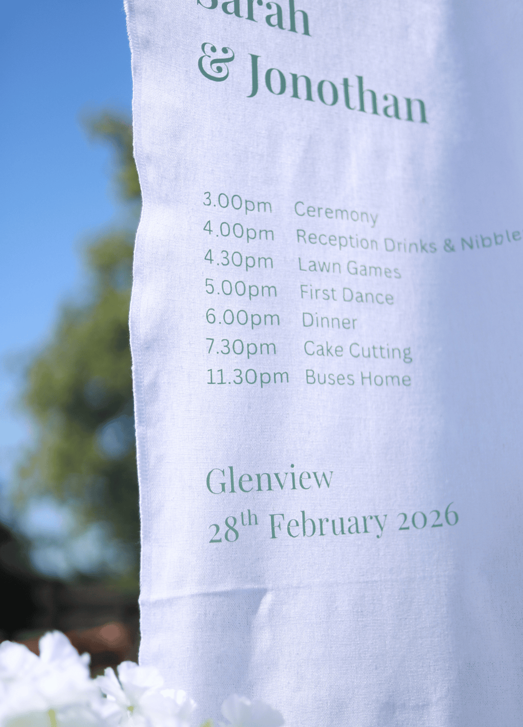 Order of Events Linen Sign