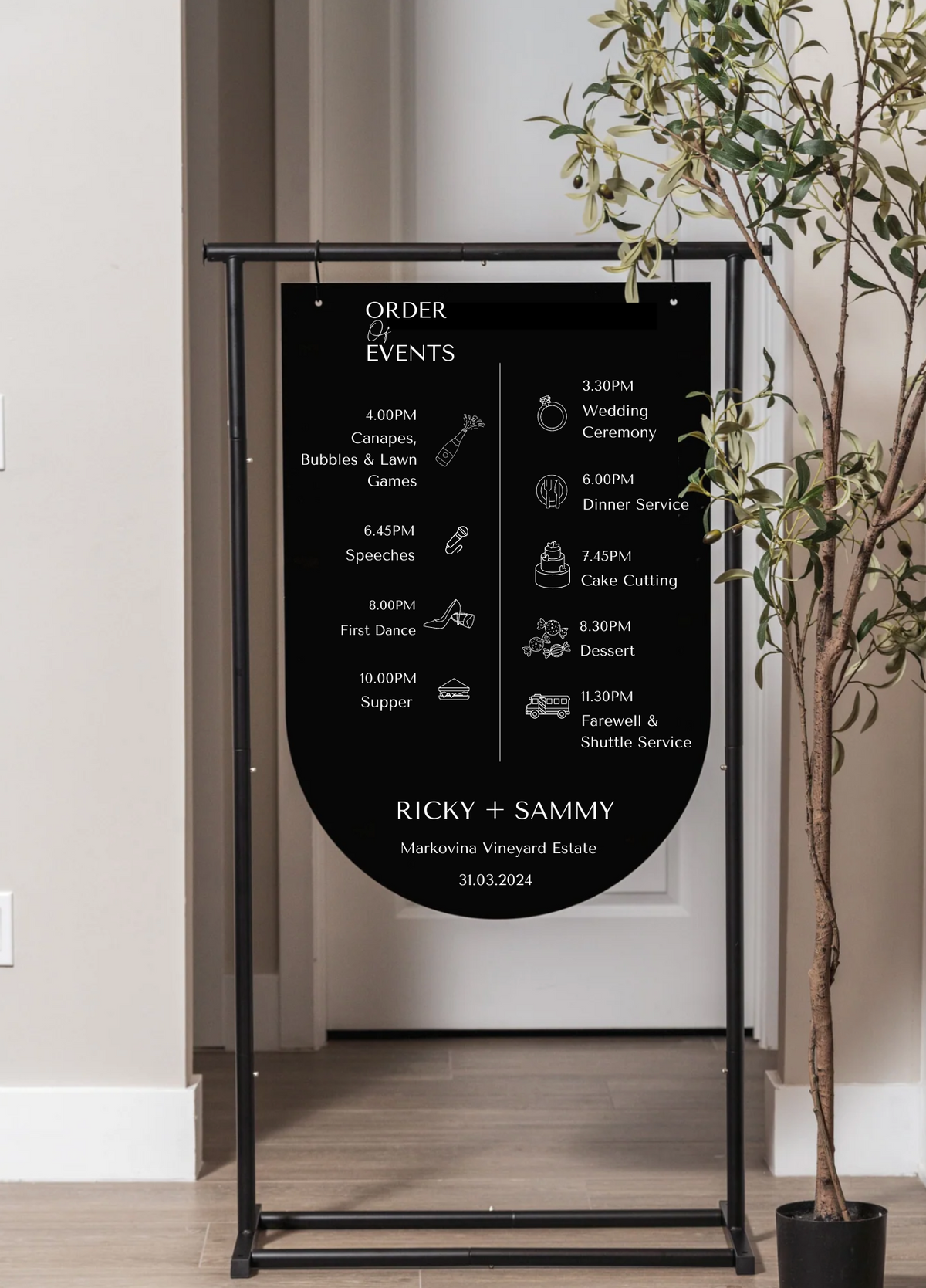 Event Insert Signs Order Of Events Arch Sign – Timaru Wedding Design