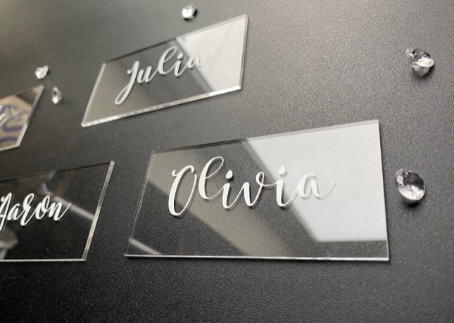 Plain Rectangle Acrylic Place Names – Timaru Wedding Design