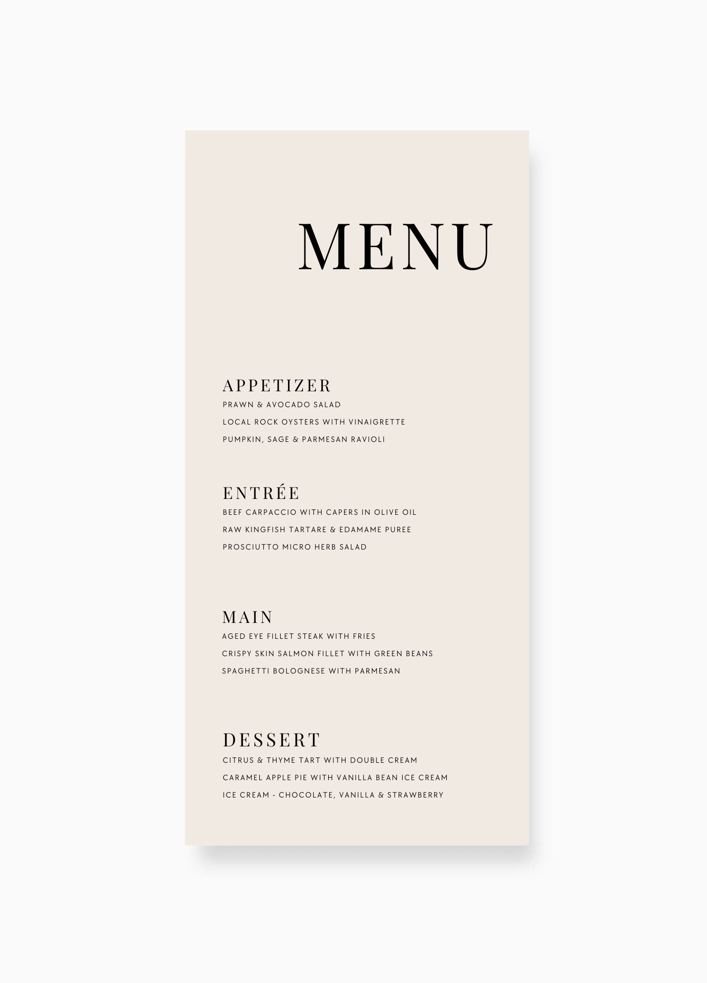 Rome Menu