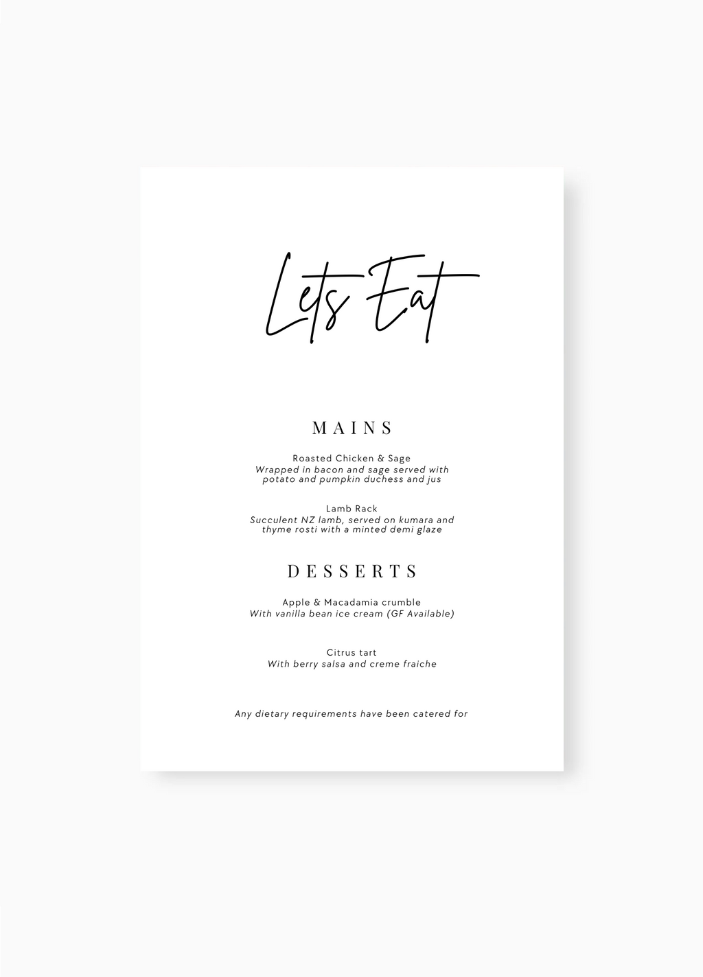 Masion Menu