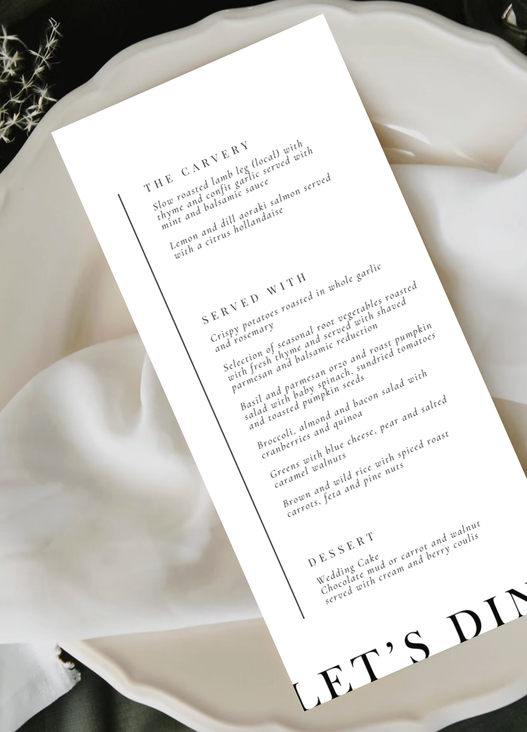 Mt Cook Menu