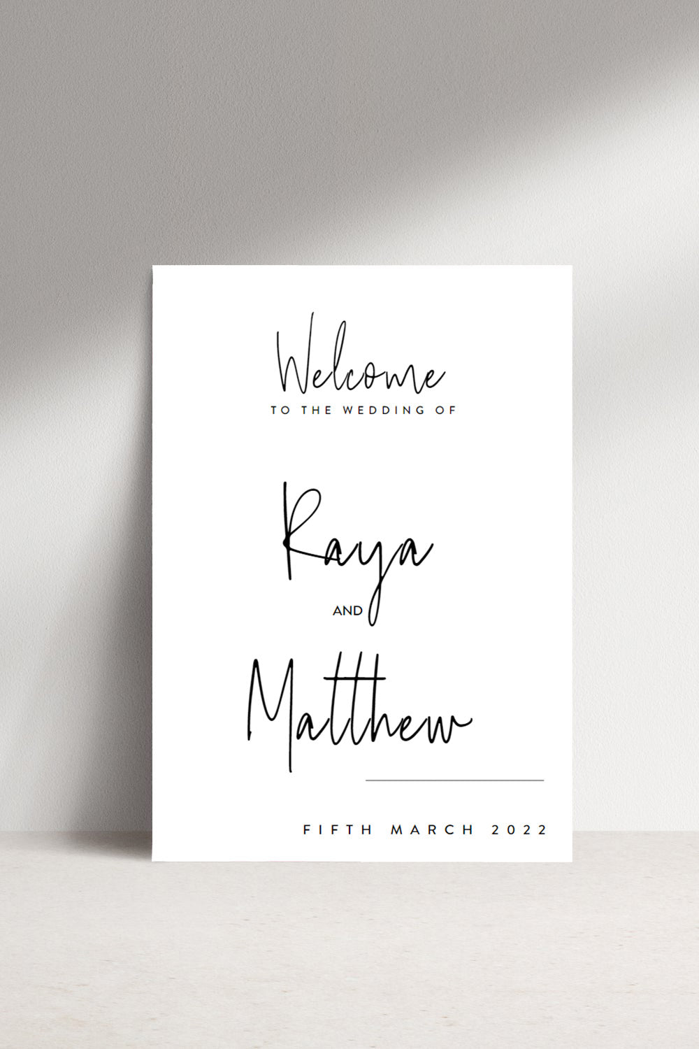 Modern Welcome Sign – Timaru Wedding Design